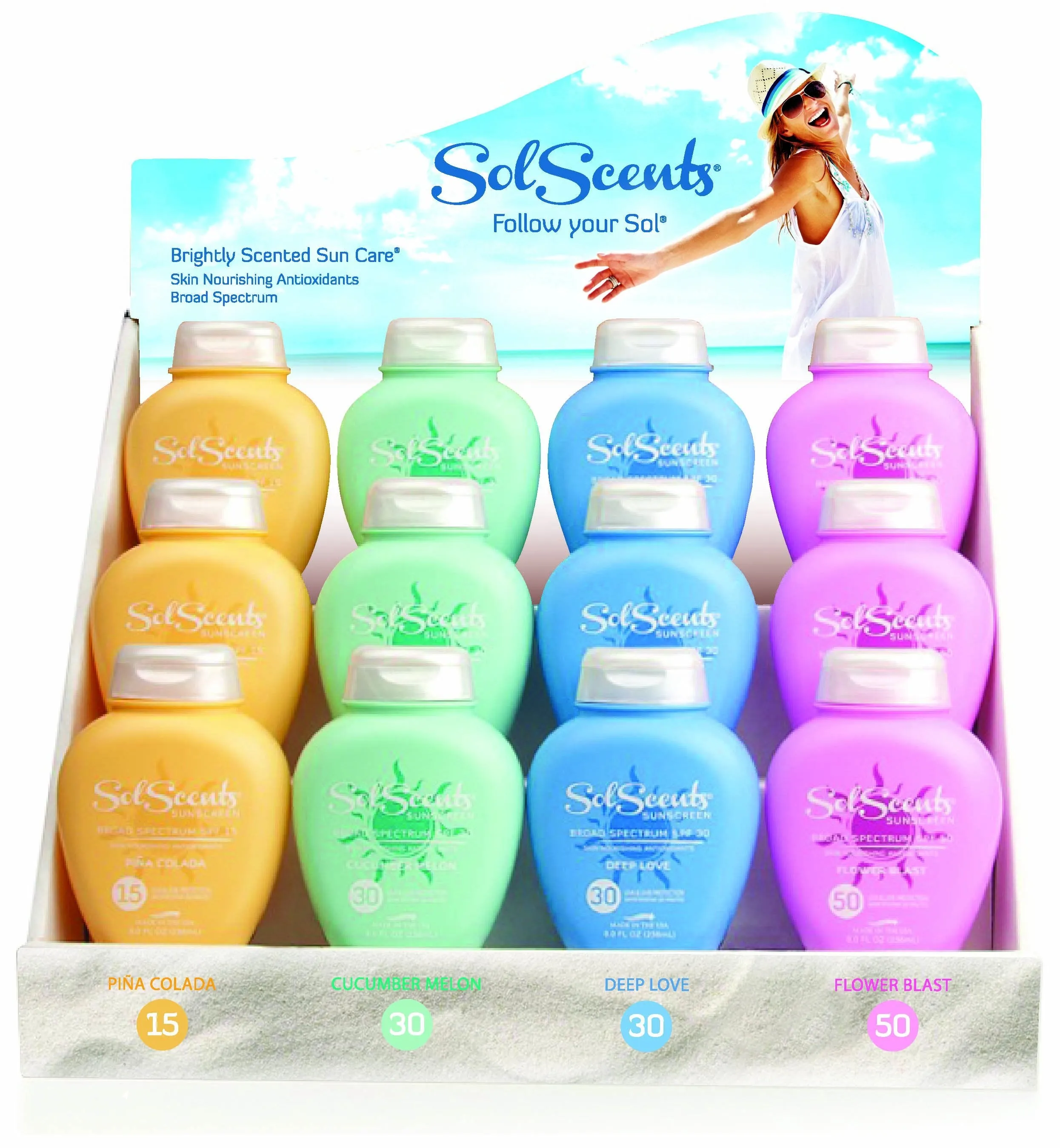 — RESELLER — Display of Sol Scents Creams - Small Size with 12 Bottles