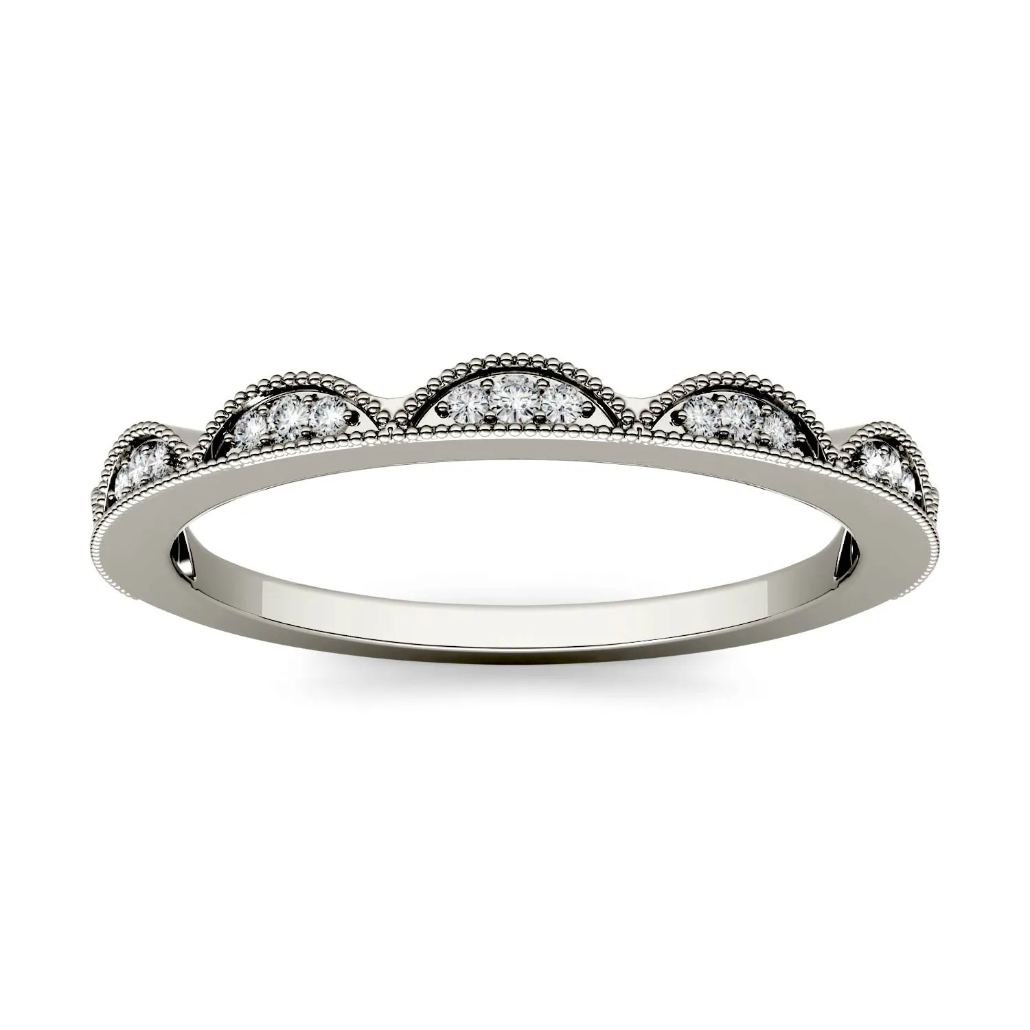 0.13 CTW DEW Moissanite Half Moon Stacker Band in 14K Gold