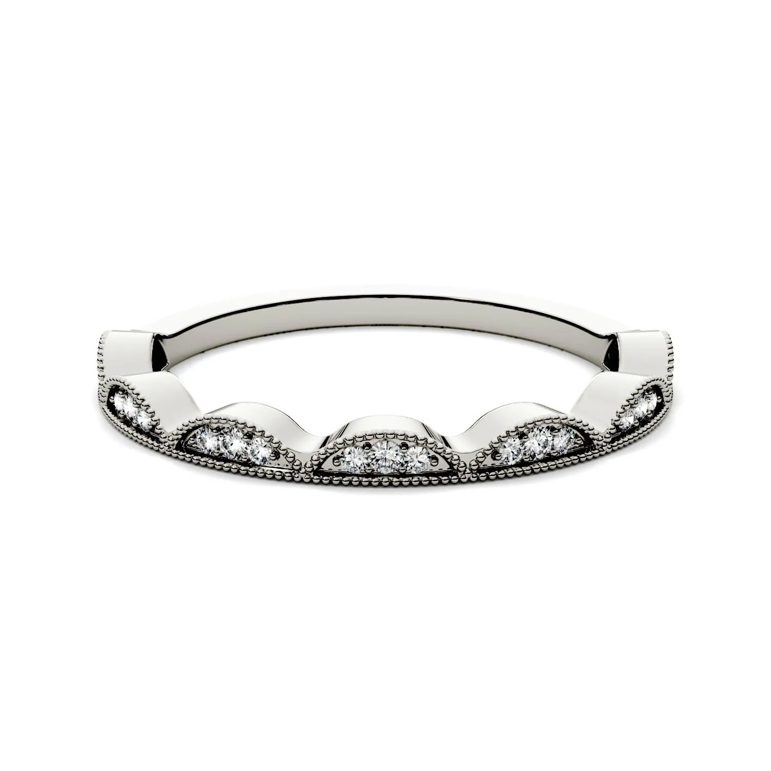 0.13 CTW DEW Moissanite Half Moon Stacker Band in 14K Gold