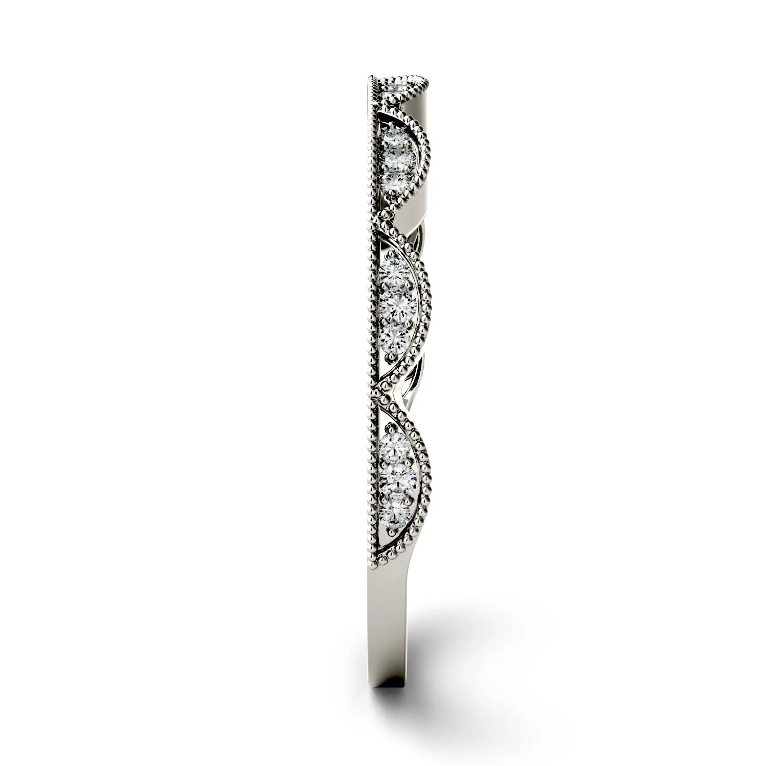 0.13 CTW DEW Moissanite Half Moon Stacker Band in 14K Gold