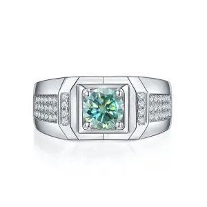 1.0 Ct. 6.5mm Green Diamond Men's Cluster Ring