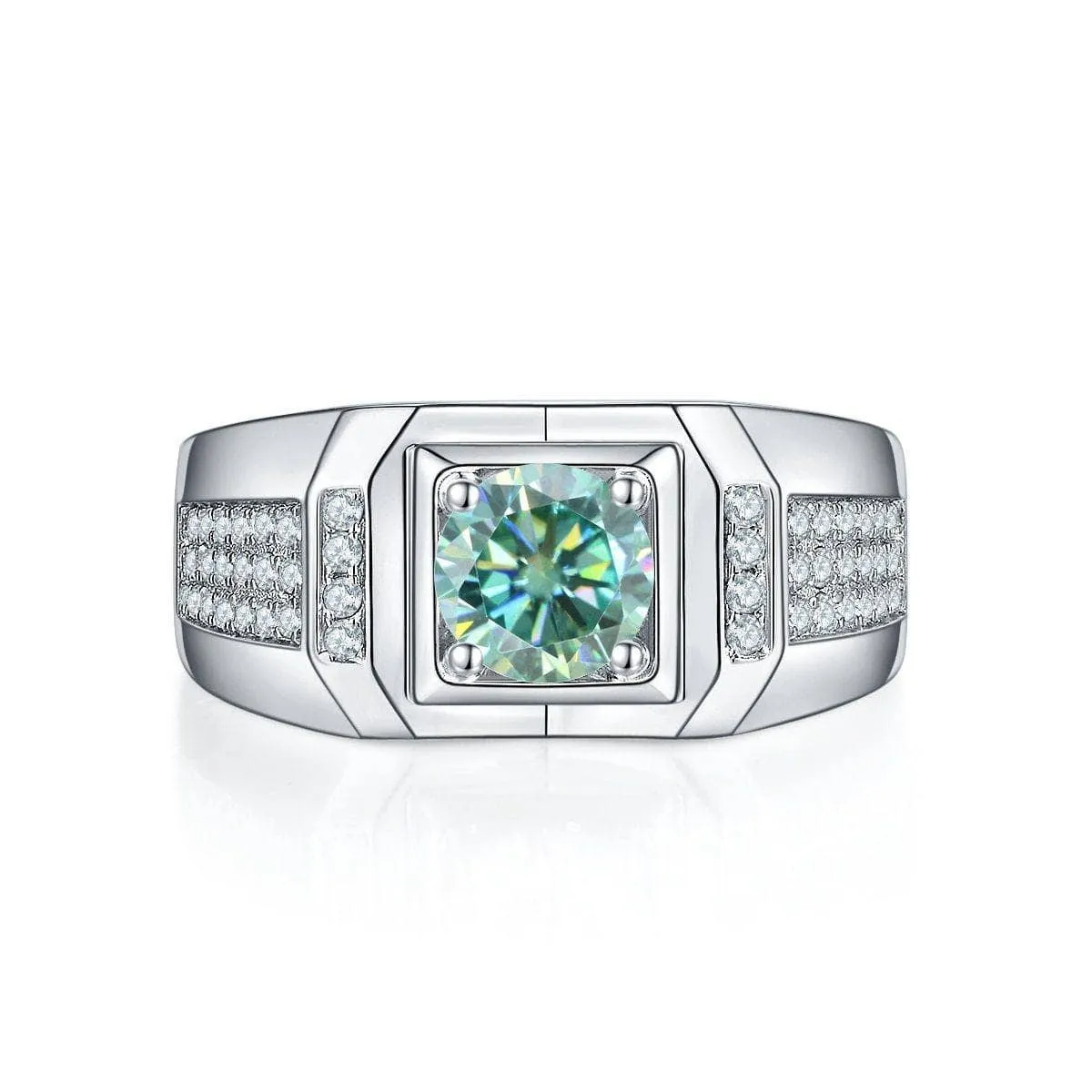1.0 Ct. 6.5mm Green Diamond Men's Cluster Ring