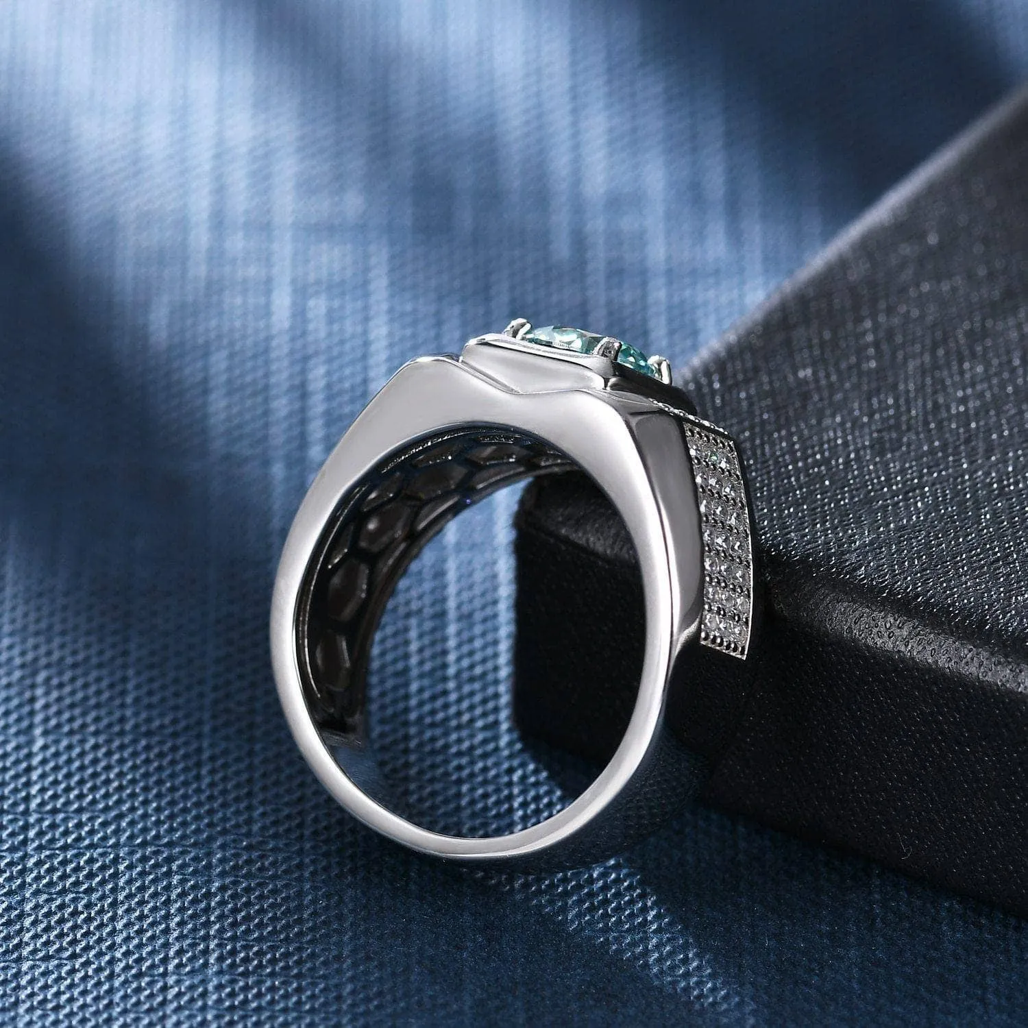 1.0 Ct. 6.5mm Green Diamond Men's Cluster Ring