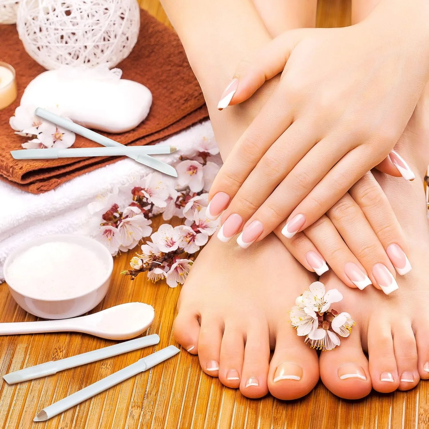 10 Pieces Nail Whitening Pencil 2-In-1 White Nail Pencil DIY French Design Manicure with Cuticle Pusher
