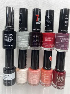 (10) Revlon Gel Envy Diamond Nail Polish No Repeats Bulk Lot Nude Pink Topcoat