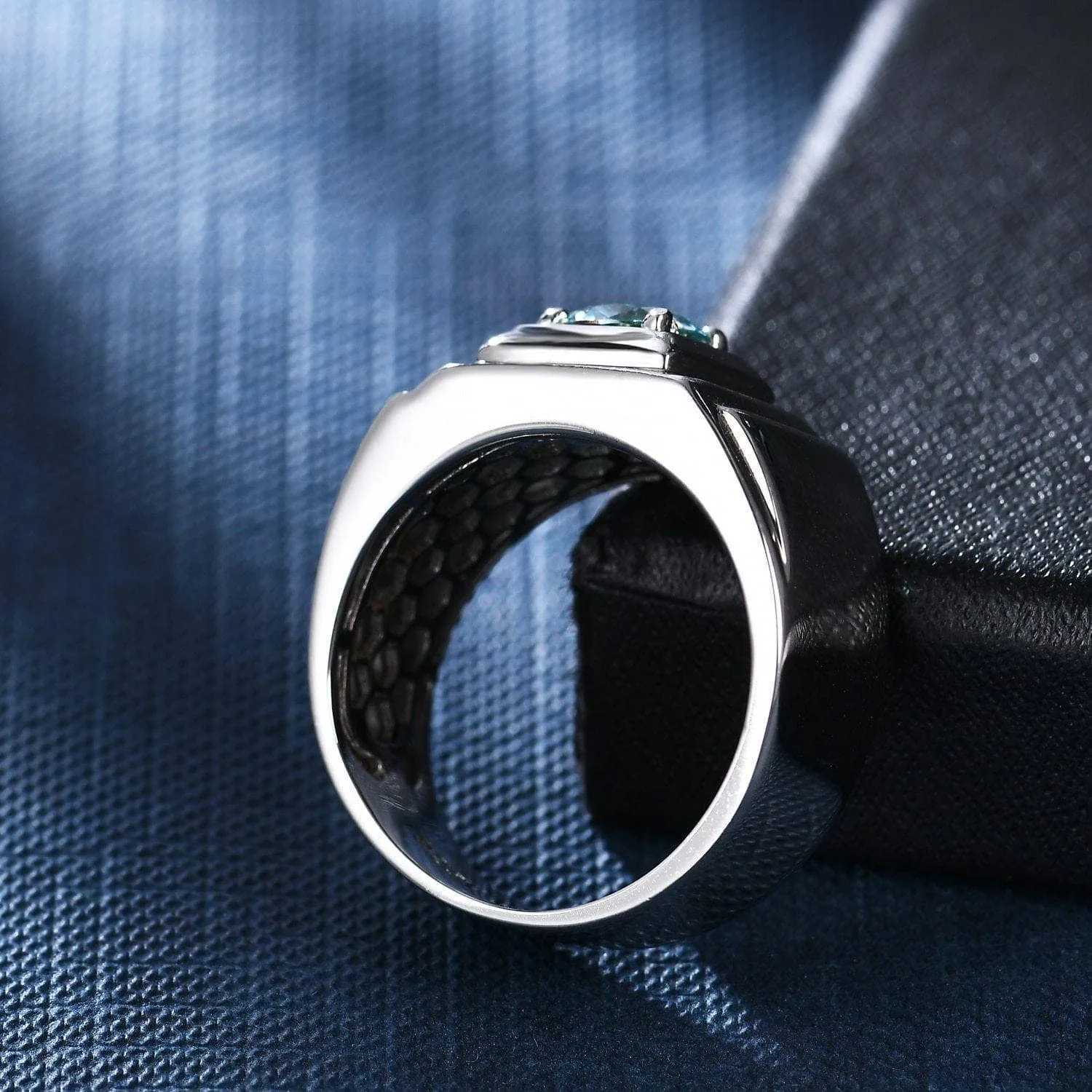 1.0Ct 6.5mm Green Diamond Men's Ring