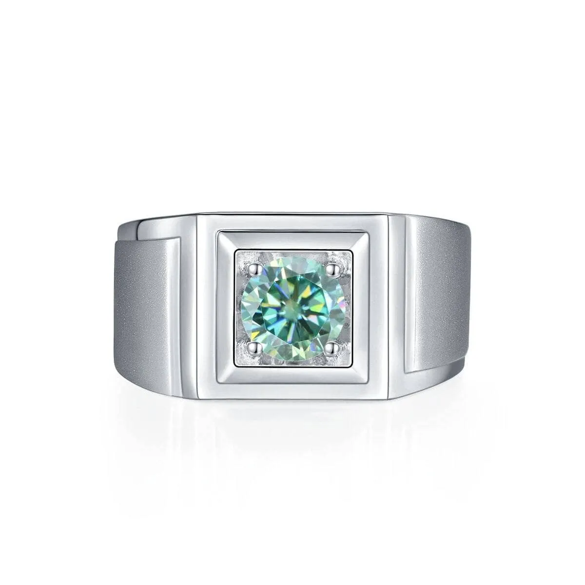 1.0Ct 6.5mm Green Diamond Men's Ring