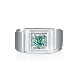 1.0Ct 6.5mm Green Diamond Men's Ring