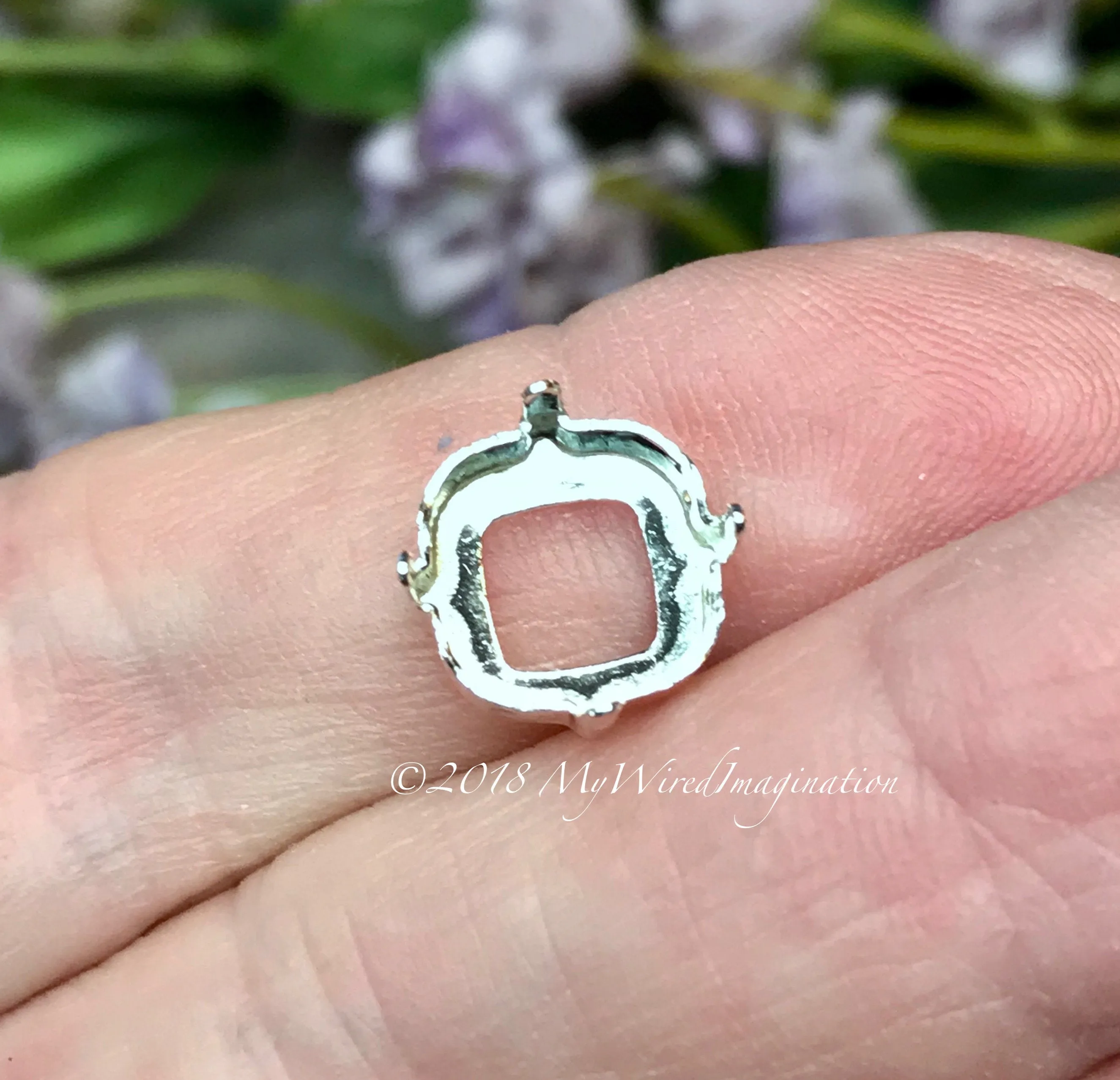 10mm 4470 Setting, SOLID Sterling Silver Setting, 925 Setting, for 10mm Cushion Cut Stones
