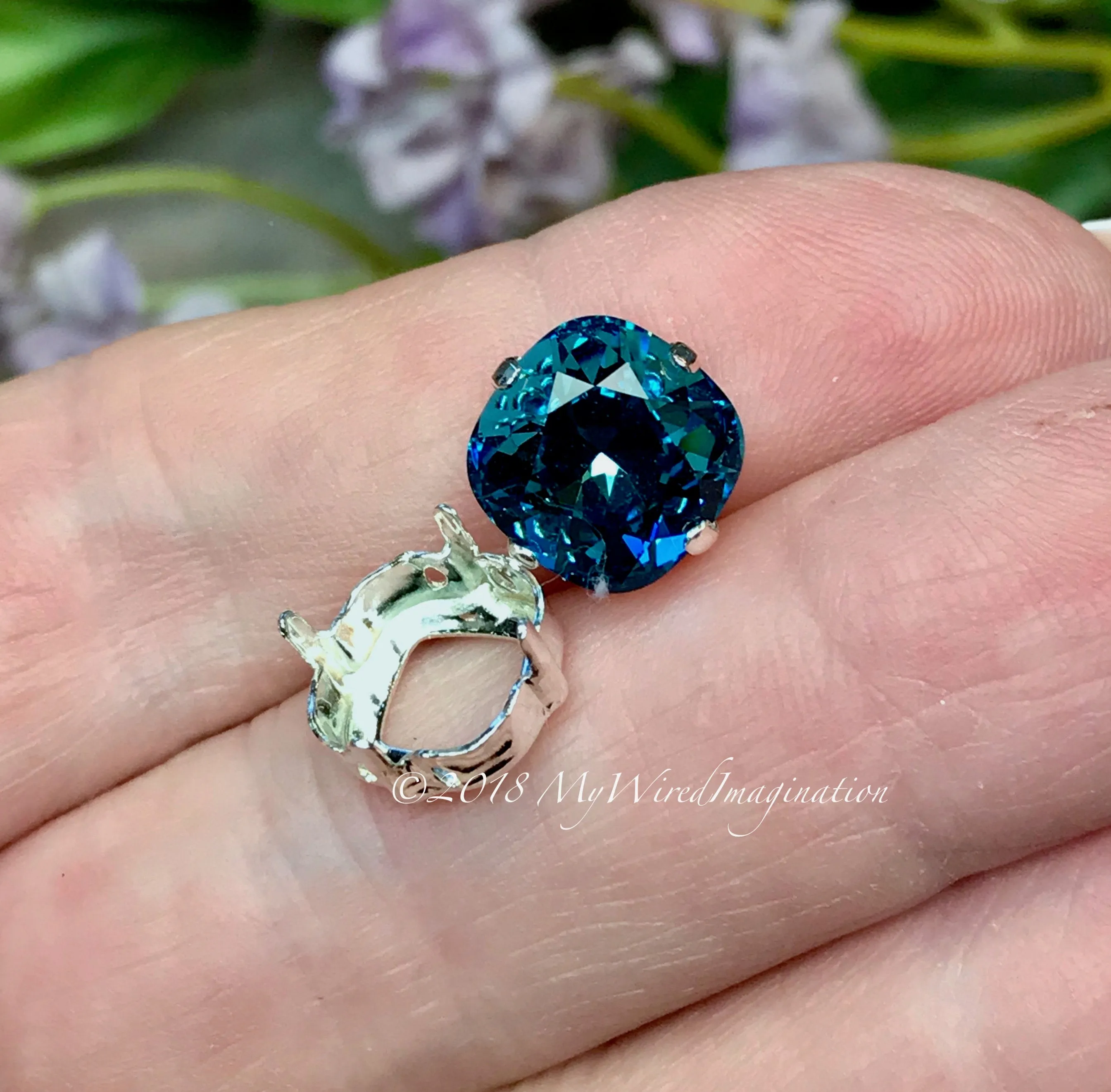 10mm 4470 Setting, SOLID Sterling Silver Setting, 925 Setting, for 10mm Cushion Cut Stones