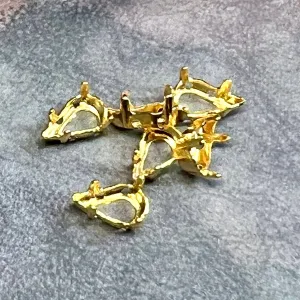 10x6 mm Pear-Teardrop Shaped, 4300 Settings, 6 pcs Silver or Gold Plated, Gemstone or Crystal Settings, Bead Embroidery Component