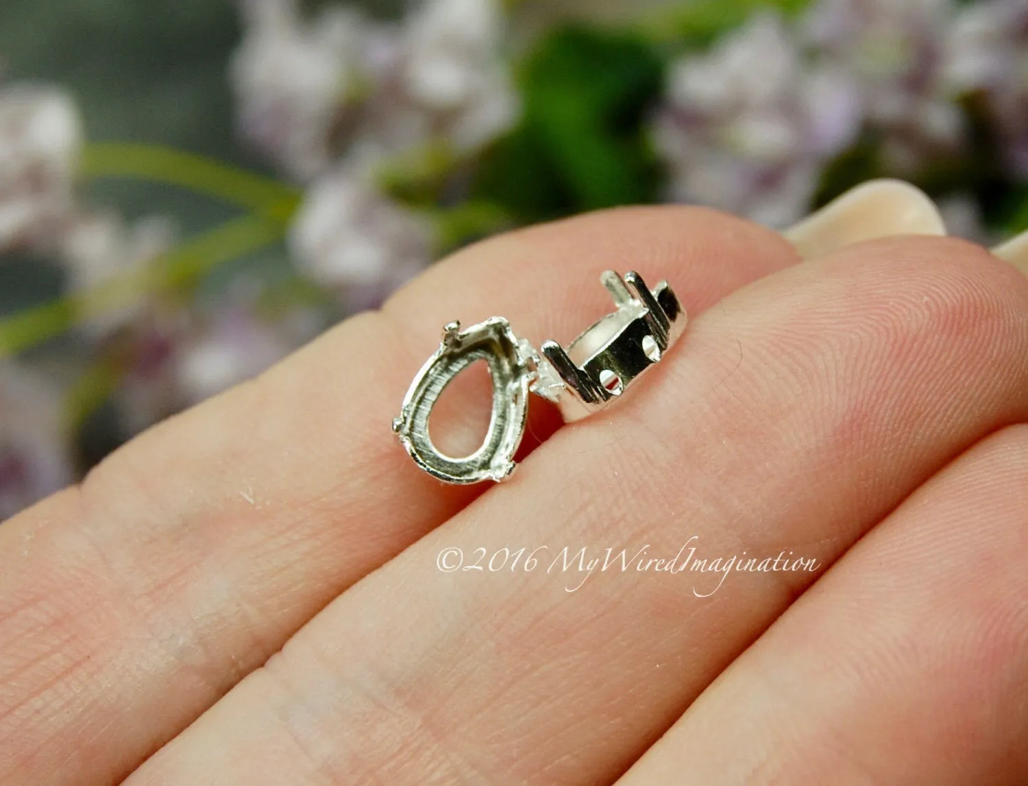 10x7 mm Pear Shaped, 4320 Rhinestone Settings, 2 pcs Silver or Gold Plated Crystal Settings