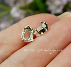 10x7 mm Pear Shaped, 4320 Rhinestone Settings, 2 pcs Silver or Gold Plated Crystal Settings