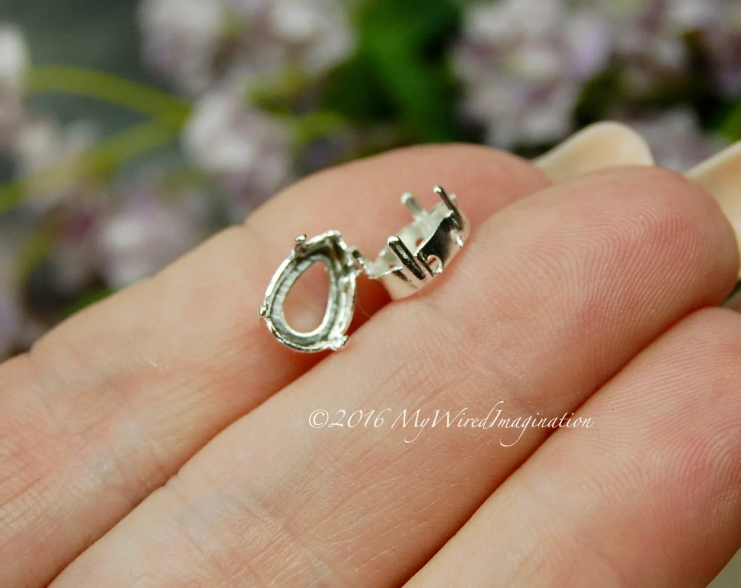 10x7 mm Pear Shaped, 4320 Rhinestone Settings, 2 pcs Silver or Gold Plated Crystal Settings