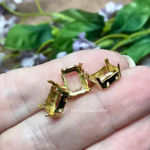 10x8mm Octagon Settings, Art 4600,  3 Pieces Silver or Gold Plated