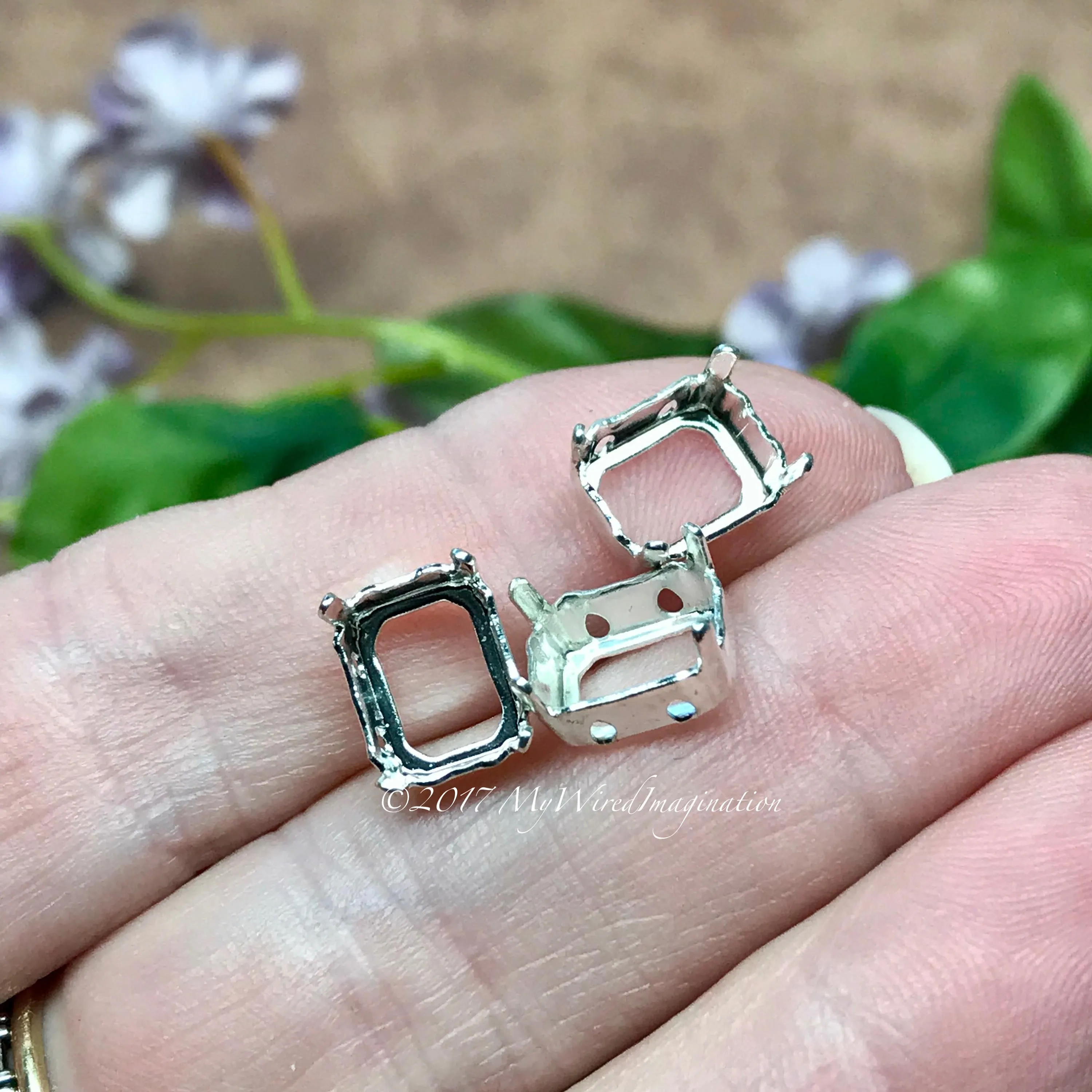 10x8mm Octagon Settings, Art 4600,  3 Pieces Silver or Gold Plated
