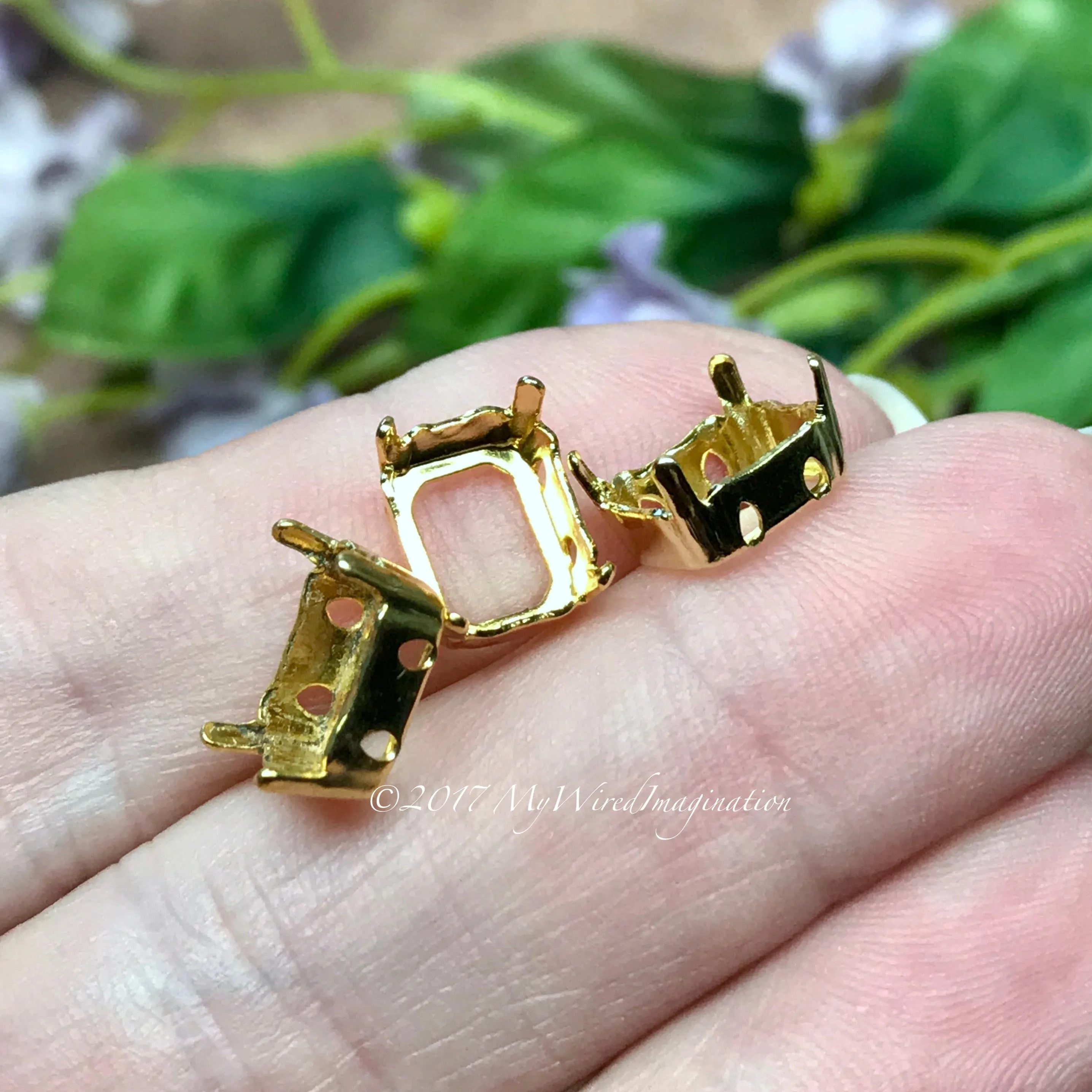 10x8mm Octagon Settings, Art 4600,  3 Pieces Silver or Gold Plated