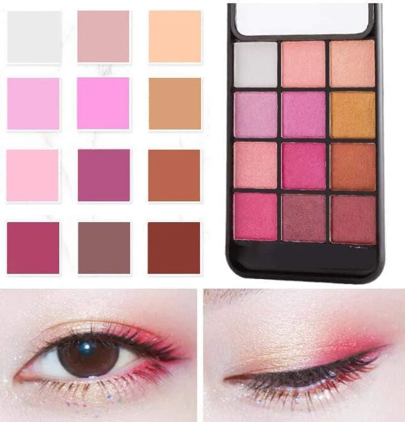 12 Color Matte Eyeshadow Palette Pressed Shimmer Phone