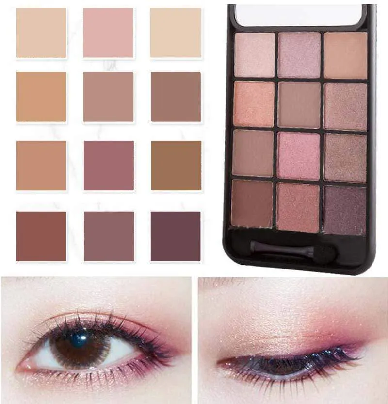 12 Color Matte Eyeshadow Palette Pressed Shimmer Phone
