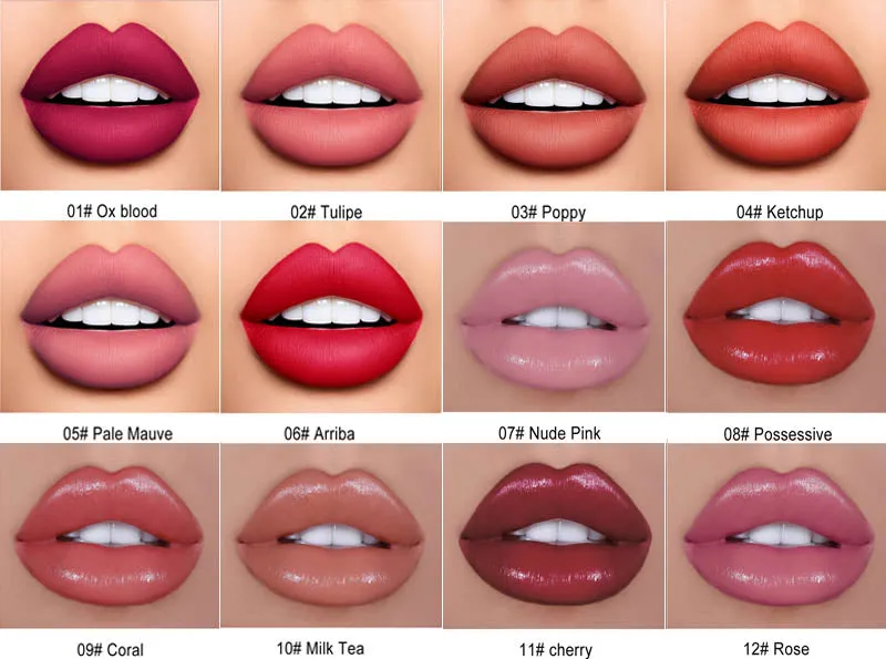 12 colors of waterproof long-lasting wet lip gloss