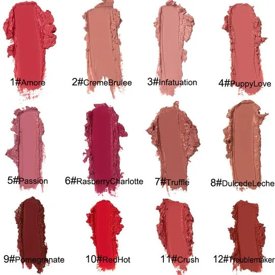 12 colors waterproof long lasting wet lip gloss plumping liquid lipstick