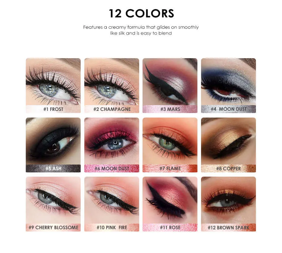 12Colors Eyeshadow  Pencil Highlighter Shimmer Eyes