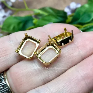 12x10mm Octagon Settings, Art 4600,  3 Pieces Silver or Gold Plated
