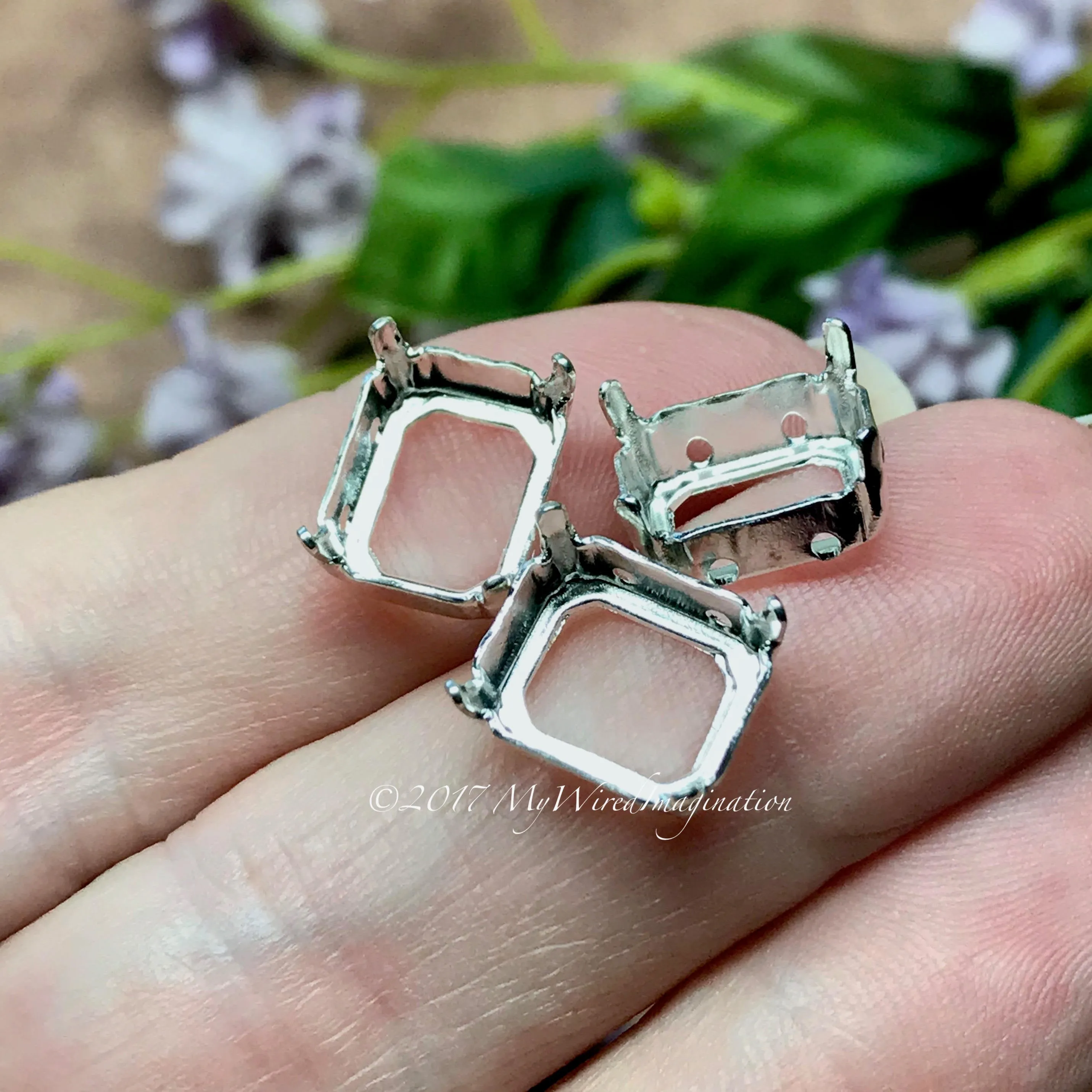 12x10mm Octagon Settings, Art 4600,  3 Pieces Silver or Gold Plated