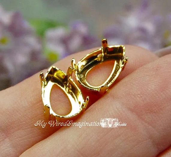13 x 7.8mm Pendaloque (4320) Pear Rhinestone Settings 2 pcs SP or GP