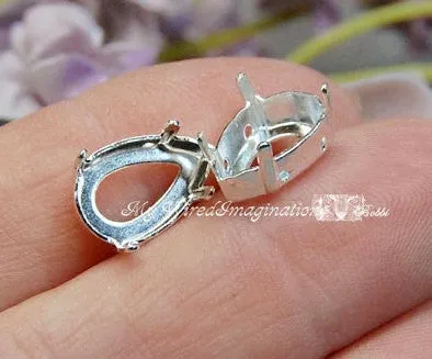 13 x 7.8mm Pendaloque (4320) Pear Rhinestone Settings 2 pcs SP or GP