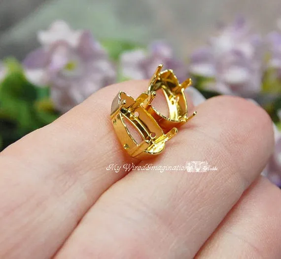 13 x 7.8mm Pendaloque (4320) Pear Rhinestone Settings 2 pcs SP or GP