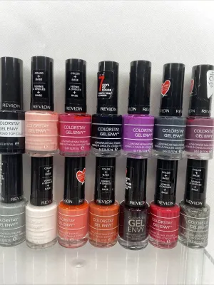 (14) Revlon Gel Envy Diamond Nail Polish No Repeats Bulk Lot Nude Pink Purple