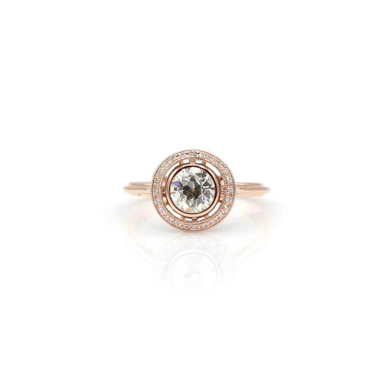 14K Rose Gold Diamond Halo Ring