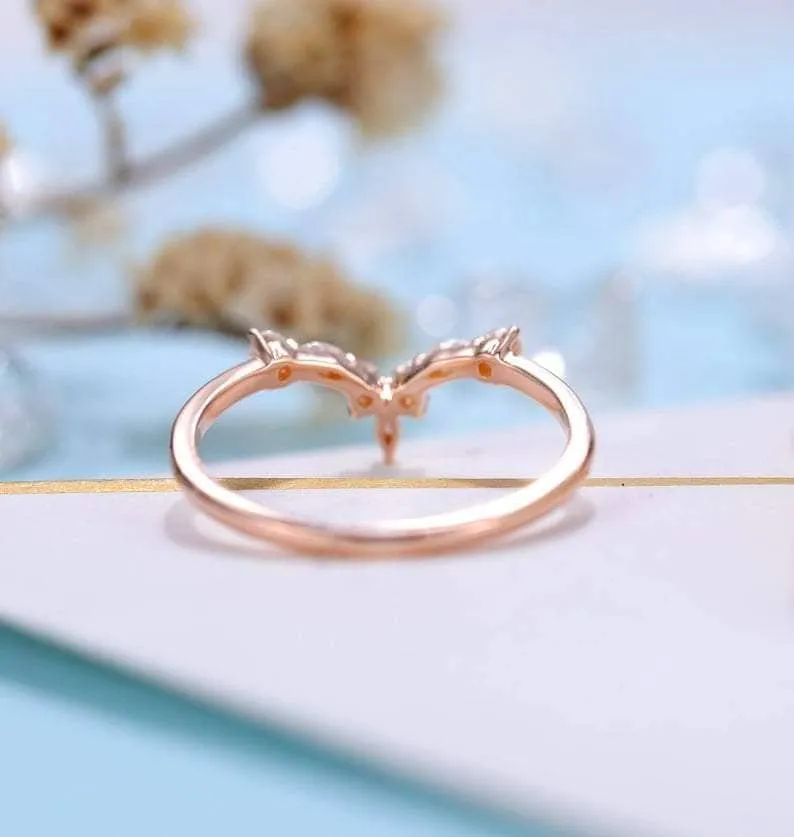 14K Rose Gold Marquise Diamond Wedding Band