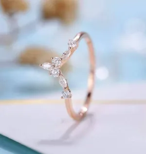 14K Rose Gold Marquise Diamond Wedding Band