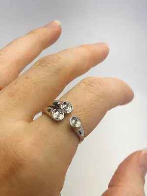 14K White Gold 3 Pearl Ring Setting. Setting only. No pearls included.