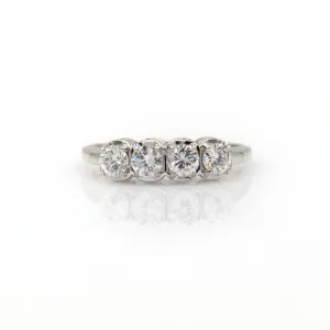 14K White Palladium Gold Four Stone Diamond Ring