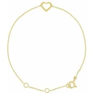 14K Yellow Heart Design 7" Bracelet