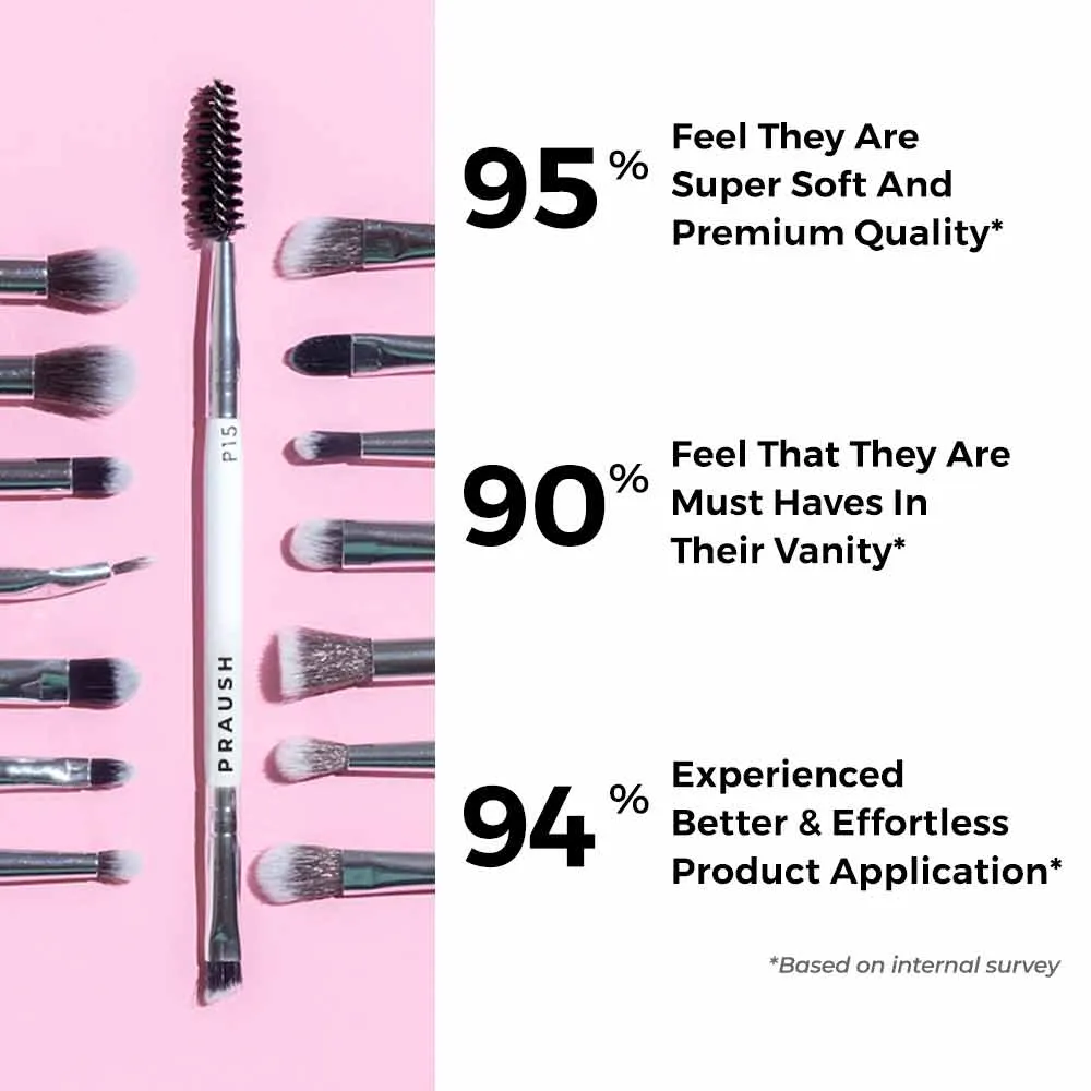 15 Pcs Professional Eye Brush Set with FREE Marble Makeup Pouch