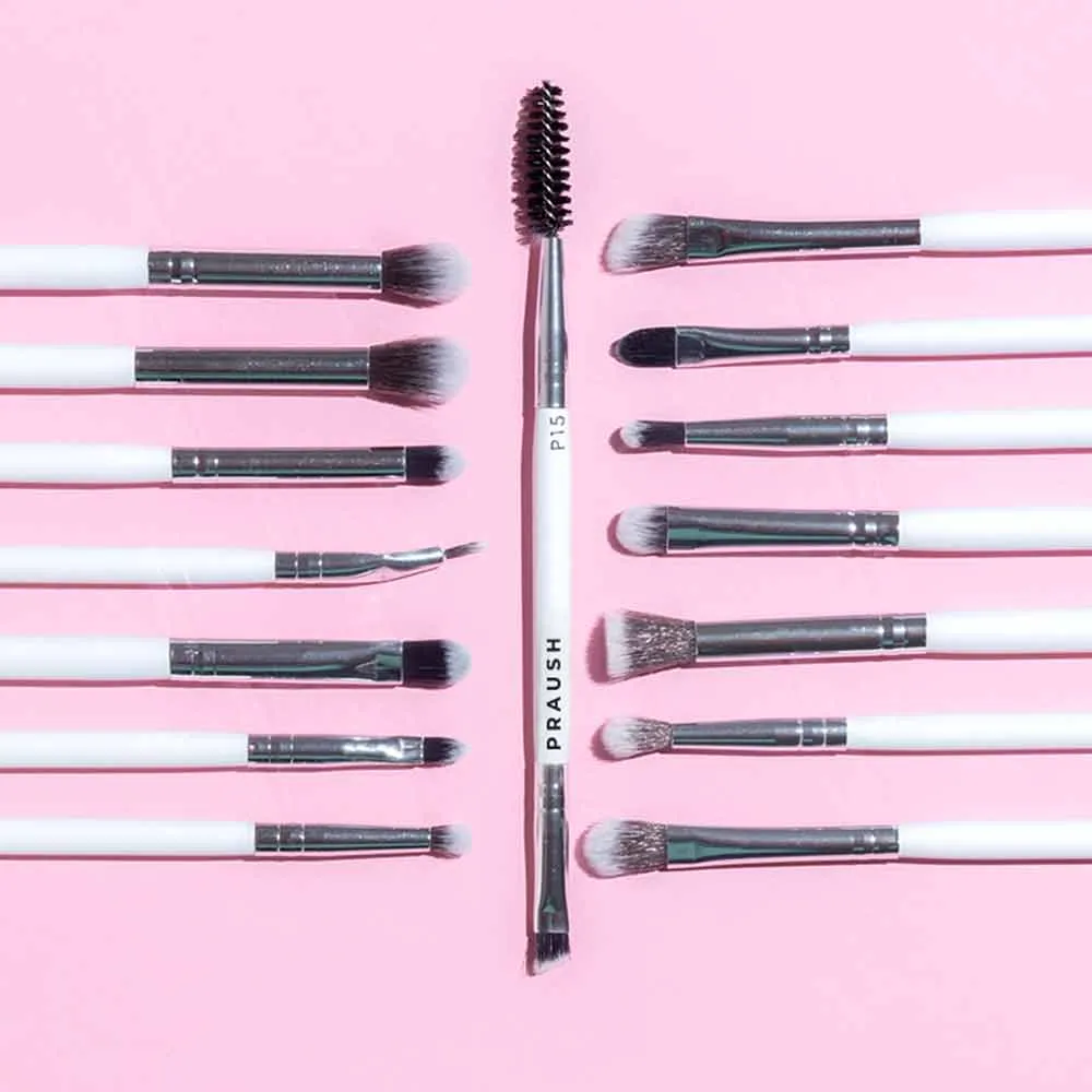 15 Pcs Professional Eye Brush Set with FREE Marble Makeup Pouch