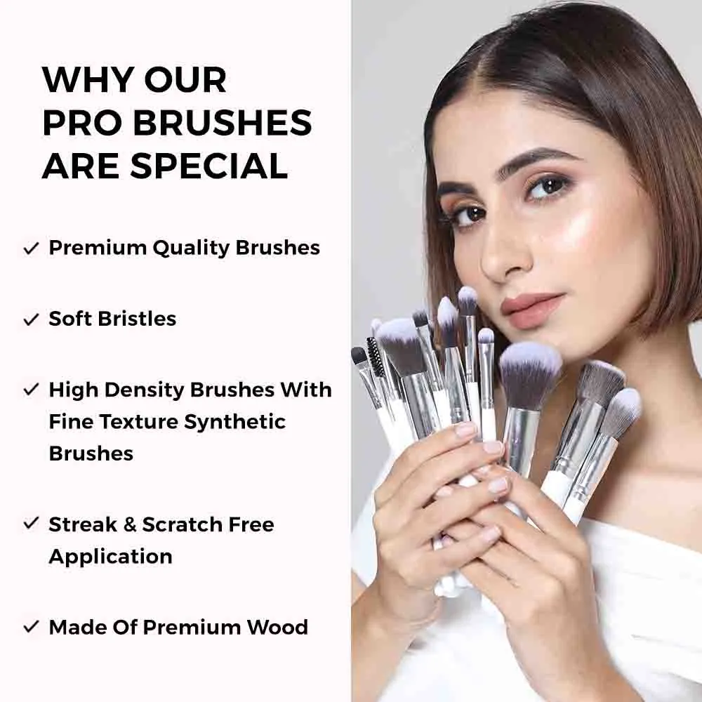 15 Pcs Professional Eye Brush Set with FREE Marble Makeup Pouch