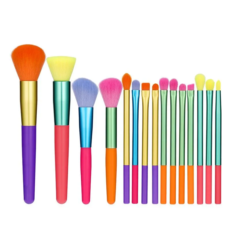 15PCS Colorful Makeup Brush Set