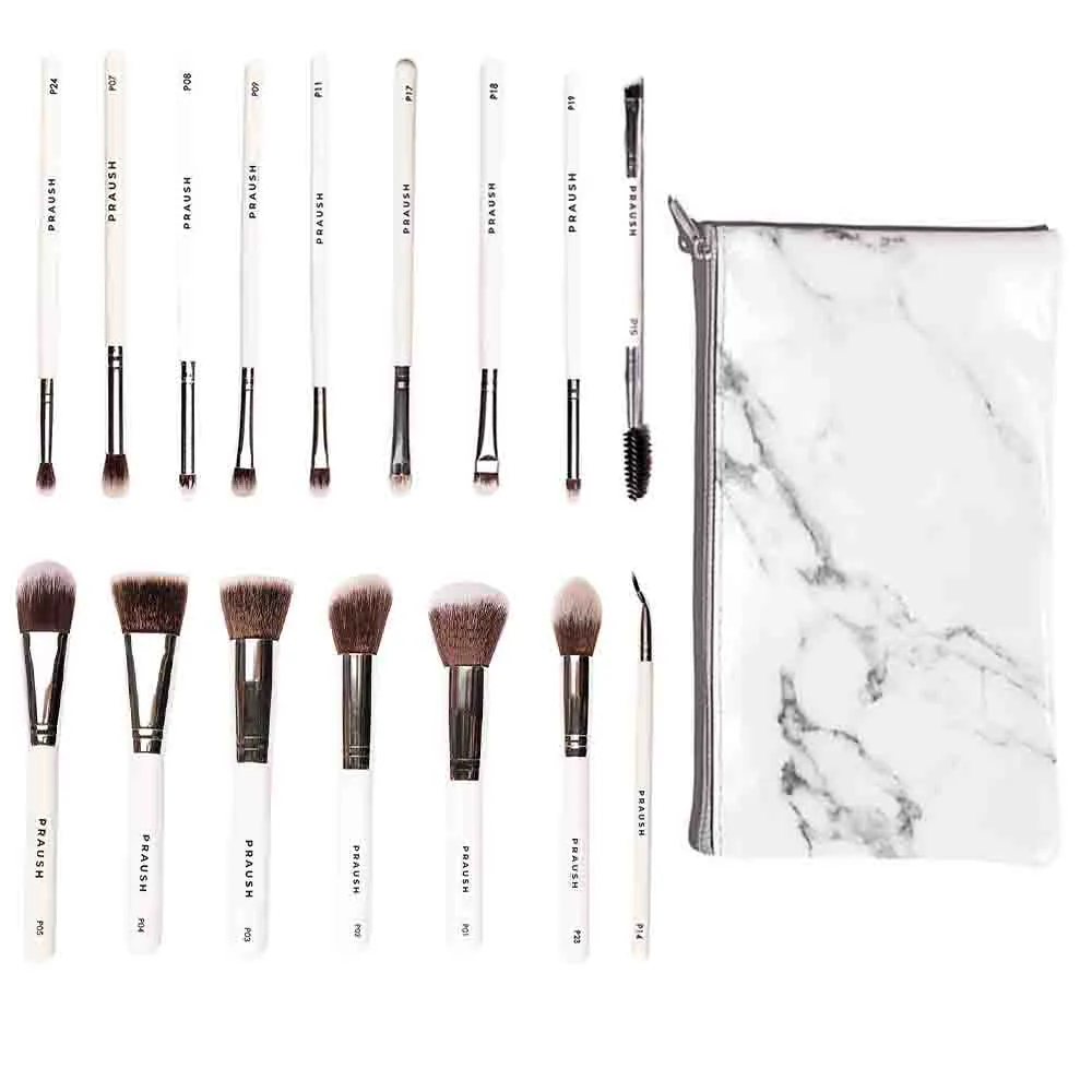 16 Pcs Professional Makeup Brush Set (Face   Eyes) with FREE Marble Makeup Pouch