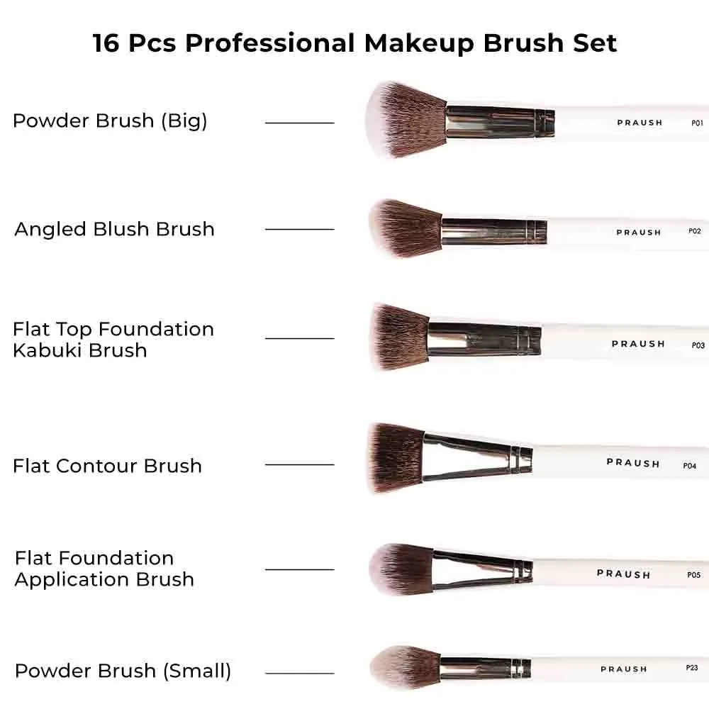 16 Pcs Professional Makeup Brush Set (Face   Eyes) with FREE Marble Makeup Pouch