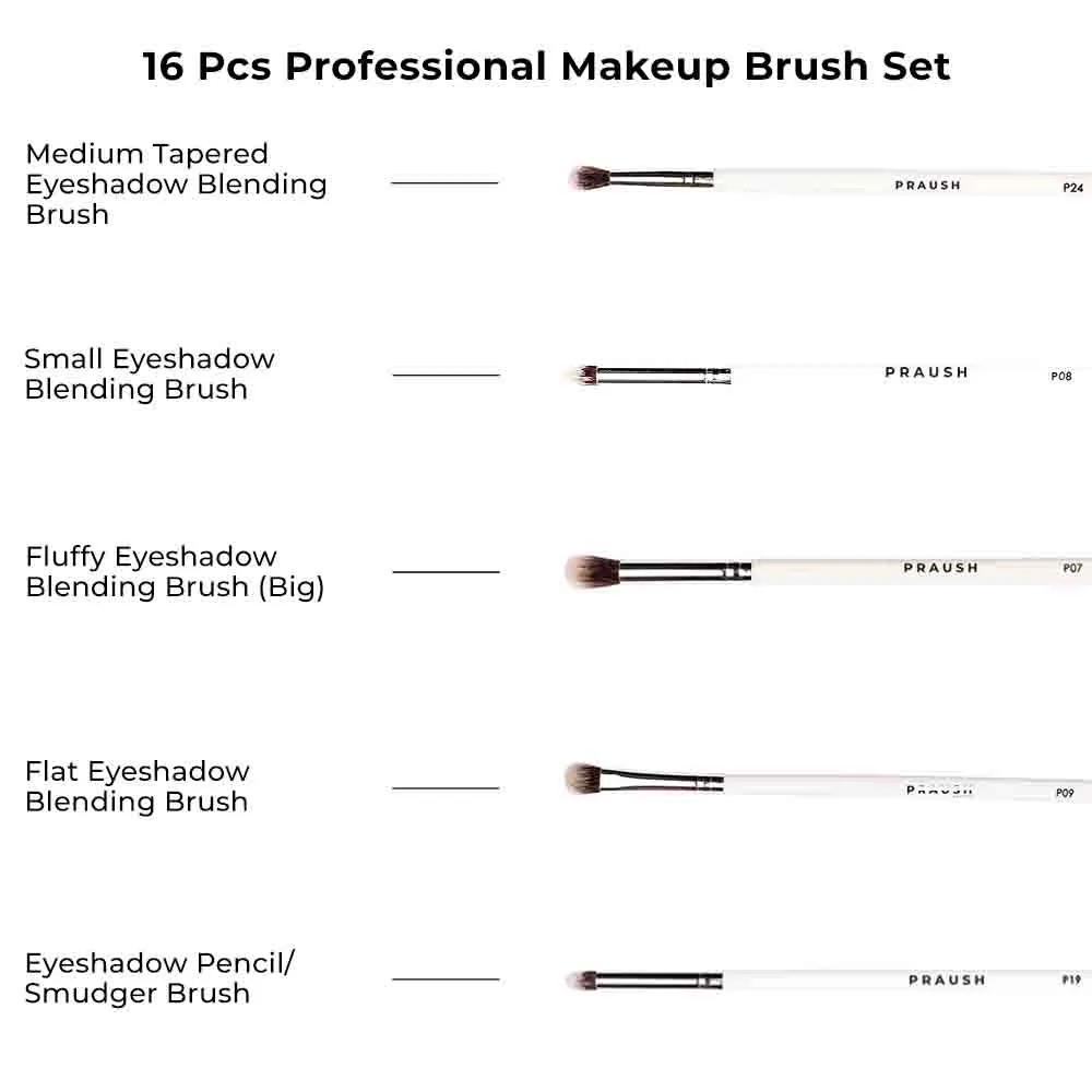 16 Pcs Professional Makeup Brush Set (Face   Eyes) with FREE Marble Makeup Pouch