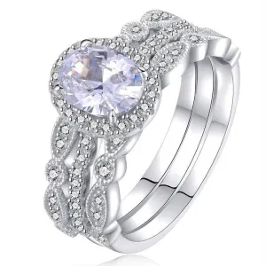 1.8ct Oval Cut Diamond Vintage Style Ring Set