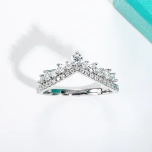 18k Gold Overlay Round Cut Diamond Wish Bone Ring Band