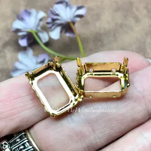 18x13mm Octagon Settings, Art 4600,  2 Pieces Silver or Gold Plated Crystal Rhinestone Settings