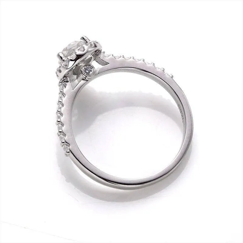 1ct 5*8mm Pear Cut Diamond Petite Halo Engagement Ring