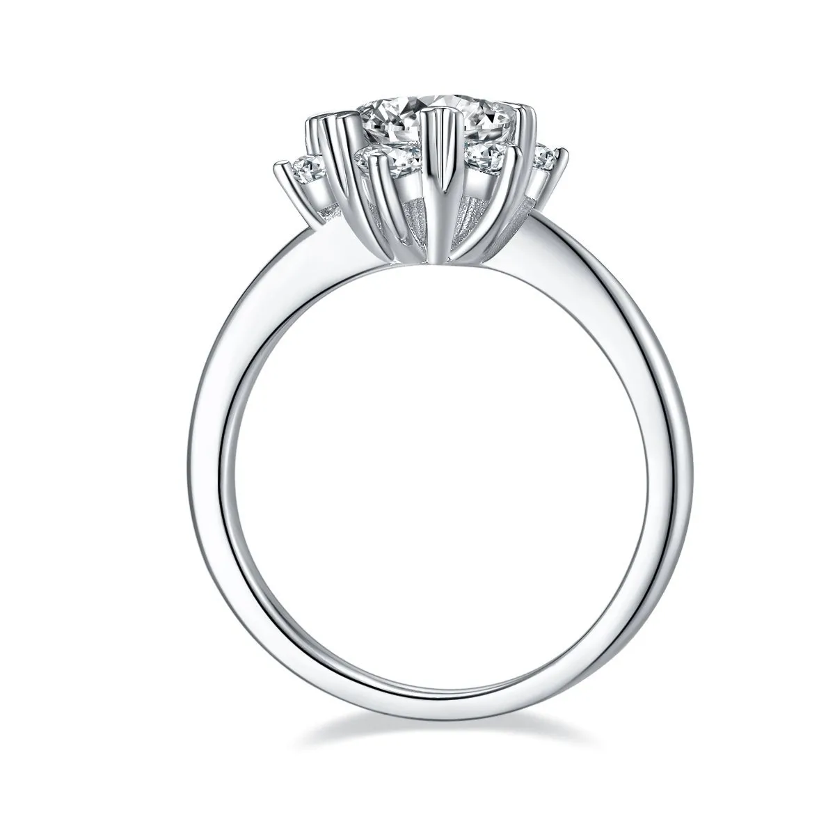 1ct D Color Round Diamond Snowflake Halo Engagement Ring